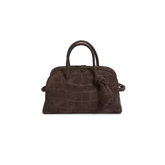 Jacquemus 'Le' Brown Cotton Petit Turismo Croc-Embossed Suede Top Handle Bag - Picture 1 of 7